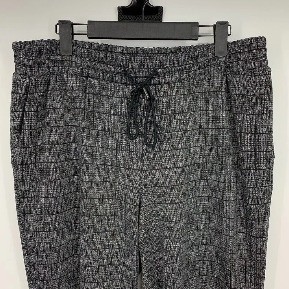 A New Day Pants Black Gray Plaid High Rise Pull On Straight Ankle_3